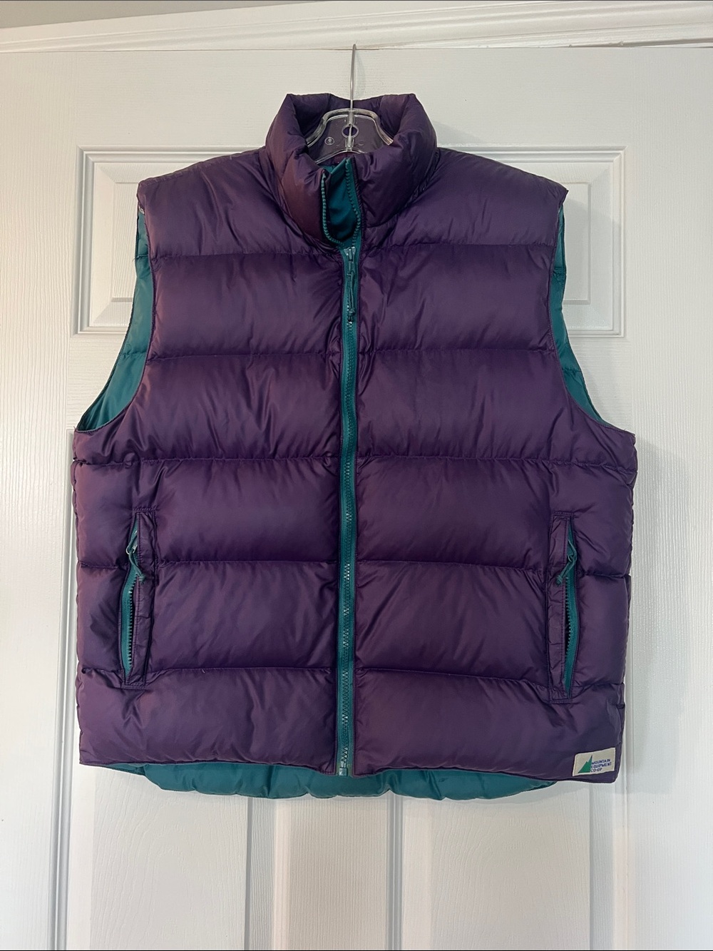 Reversible Puffer Vest in Purple with Teal Trim
